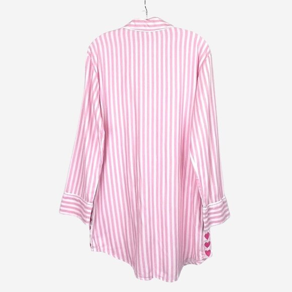 Victorias Secret Pink & White Striped Button-Up Long Sleeve Nightshirt Size S - Picture 2 of 13